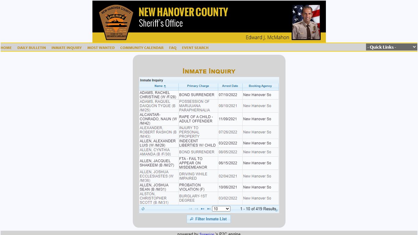 New Hanover Sheriff's Office P2C